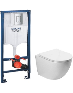 Комплект унитаза Globo VT1-14S с инсталляцией Grohe Rapid SL 38772001 с сиденьем Микролифт и клавишей смыва Хром Vincea