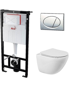 Комплект унитаза Amanda BB051CHR+BB051SC с инсталляцией Alcaplast Sadromodul AM101/1120-3:1 RU M71-0001 с сиденьем Микролифт и клавишей смыва Хром Belbagno