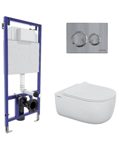 Комплект унитаза с инсталляцией Novum 043302 с сиденьем Микролифт и клавишей смыва Хром глянец Berges