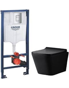 Комплект унитаза 5171MB с инсталляцией Grohe Rapid SL 38772001 с сиденьем Микролифт и клавишей смыва Хром Ceramalux