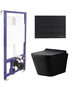 Комплект унитаза 5171MB с инсталляцией Berges Novum L5 040215 с сиденьем Микролифт и Черной матовой клавишей смыва Ceramalux