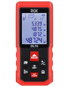 Дальномер лазерный, до 70 м, точность до 2 мм, батарейки, DL70 (4610011873911) Rgk