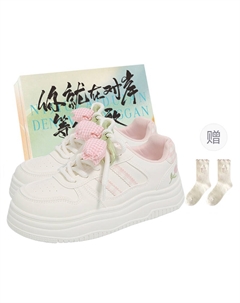 Дышащие низкие кроссовки для скейтбординга для женщин, Beige Pink+Shoe Box Jimixiong