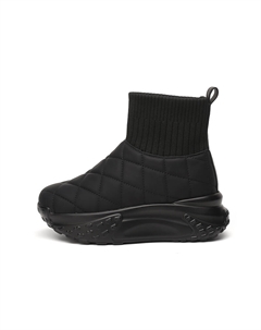 Женские зимние ботинки стеганые с манжетой, черный Daphne