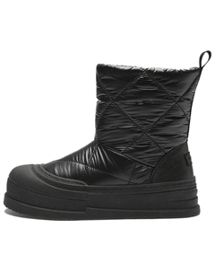 Теплые короткие зимние сапоги унисекс черные Le saunda