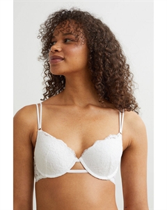 Кружевной бюстгальтер пуш-ап, белый H&m