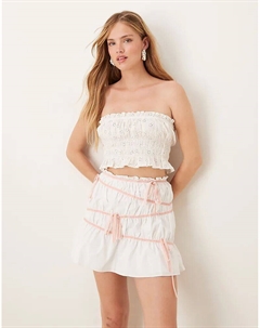 Мини-юбка с рюшами белого цвета Collective the label