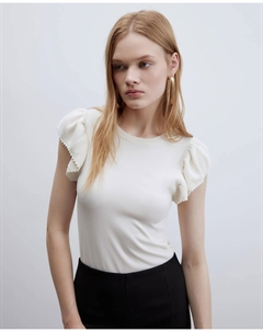 Топ с оборками на рукавах, белый Сфера