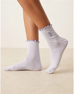 Носки с вышитым изображением морского конька фиолетового цвета Asos design