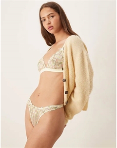 Трусики-стринги Camille премиум-класса с вышитыми ромашками желтого цвета Asos design