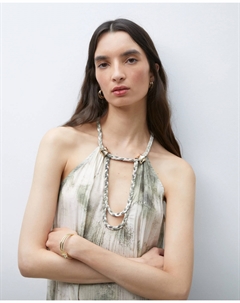 Расписной бесшовный миди-сарафан с деталью в виде косы, зеленый Tintoretto