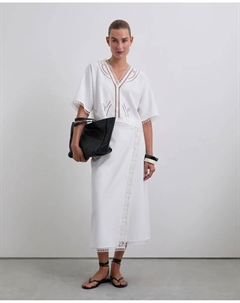 Юбка в стиле саронг с кружевными деталями, белый Scalpers