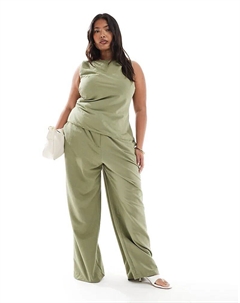 Свободные брюки прямого кроя Curve цвета хаки Asos design