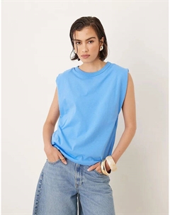 Топ без рукавов из 100% хлопка цвета морской волны Mango