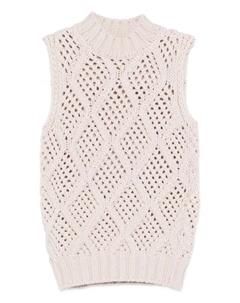 Топ фактурной вязки без рукавов, нейтральный Eleventy