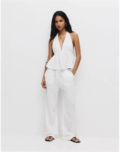 Спортивные брюки Rustic белого цвета Pull & bear