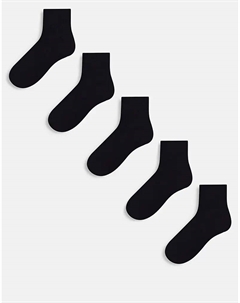Набор из 5 пар махровых носков черного цвета Asos design