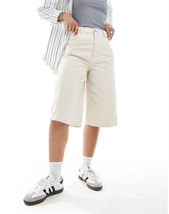Шорты-кюлоты из хлопкового твила цвета экрю Asos design