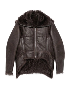 Куртка из овчины с застежкой-молнией спереди, серый Rick owens