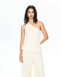 Асимметричный топ с текстурой цвета экрю Pull & bear