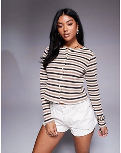 Вязаный кардиган свободного кроя в коричневую полоску Asos design