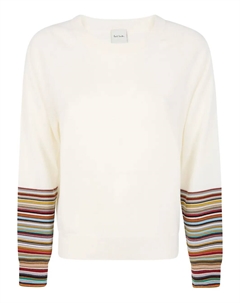 Футболка в полоску с ребристыми манжетами, белый Paul smith