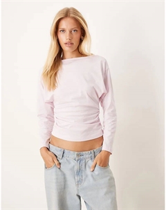 Топ с драпировкой и присборенным вырезом «летучая мышь» розового цвета Asos design