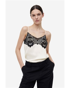 Топ на бретельках с кружевной отделкой, бежевый H&m