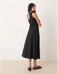 Сарафан миди без рукавов черного цвета из хлопка Asos design