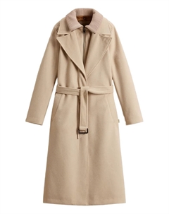 Однобортное пальто на молнии с поясом, нейтральный Woolrich