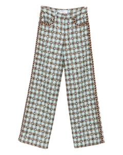 Брюки в клетку гингем с плетеной отделкой, синий Giuseppe di morabito