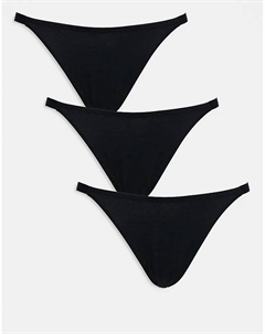 Комплект из 3 хлопковых трусиков-танга черного цвета Asos design