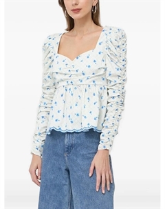 Топ с цветочным принтом и рукавами-буфами, белый Notes du nord