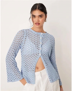 Кардиган с открытыми спицами, связанный крючком, нежно-голубого цвета Asos design