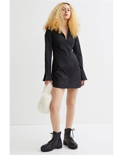 Короткое платье-рубашка, черный H&m
