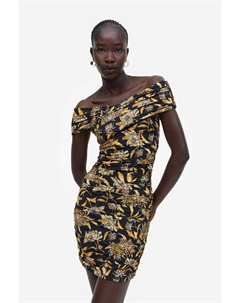 Драпированное платье с открытыми плечами, черный H&m