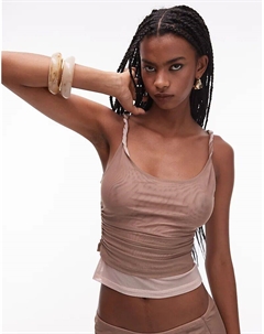 Двухслойный сетчатый топ 90-х годов в цвете «камень» — часть комплекта Asos design