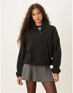 Флисовая кофта черного цвета с застежкой-молнией на половину длины Asos design