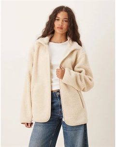 Флисовая кофта-молния кремового цвета Asos design