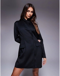 Мини-платье с высоким воротником-блейзером черного цвета Asos design