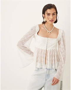 Топ с длинными расклешенными рукавами и баской кремового цвета Asos design