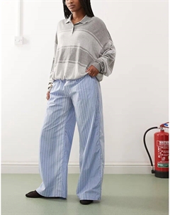 Брюки свободного покроя в будничную синюю полоску разных цветов Weekday