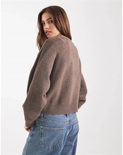 Джемпер с круглым вырезом, реглан и рукавами в рубчик шоколадного цвета Asos design