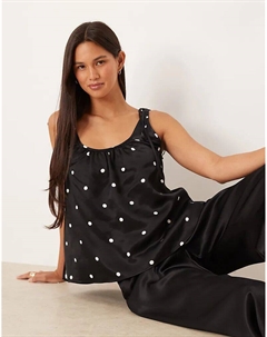 Атласный топ-комбинация с завязками на плечах в горошек Asos design