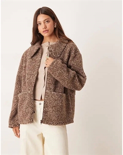 Флисовая кофта с воротником-стойкой, на молнии, двухцветная, нейтральная Asos design