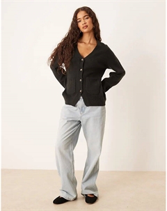 Кардиган бойфренда с карманами черного цвета Asos design