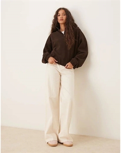 Флисовая кофта шоколадного цвета с застежкой-молнией на половину длины Asos design