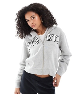 Толстовка на молнии с вышитым логотипом серого цвета 4th & reckless