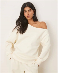 Свитшот с открытыми плечами и начесом сзади кремового цвета Asos design