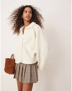 Кардиган с длинными рукавами из искусственного меха цвета экрю Asos design